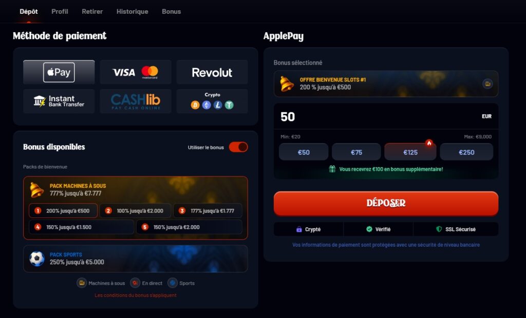 Dépôt Dracula Casino