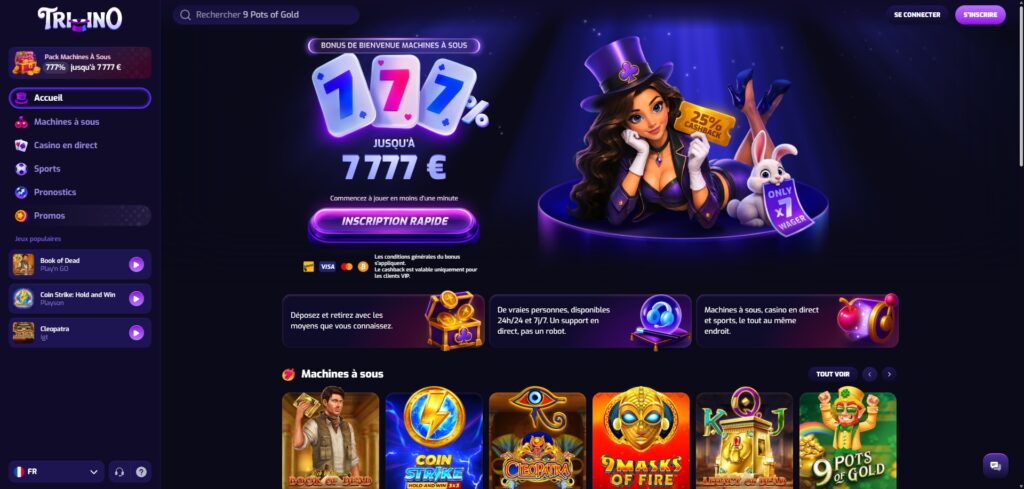 Page d’accueil de Trixino Casino